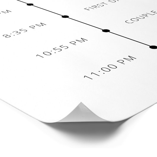 Chic + Moderne SkriptWedding Order of Events signi Poster (Ecke)