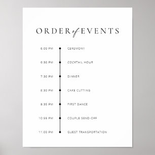 Chic + Moderne SkriptWedding Order of Events signi Poster