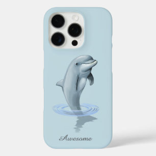 Chic moderner Delfin und Schrift auf hellblau iPhone 16 Pro Hülle