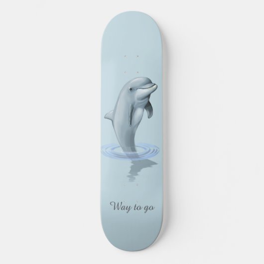 Chic moderner Delfin und Schrift auf hellblau Skateboard (Vorderseite)