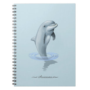 Chic moderner Delfin und Schrift auf hellblauem Fo Notizblock