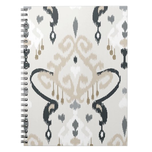 Chic modernes beige Schwarz-weißes ikat Stammes- Notizblock (Vorderseite)