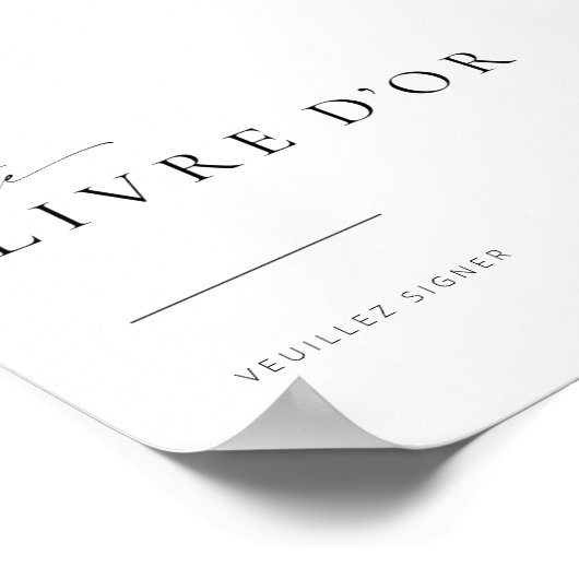 Chic + Modernes Gästebuchzeichen | Französisch Poster (Ecke)