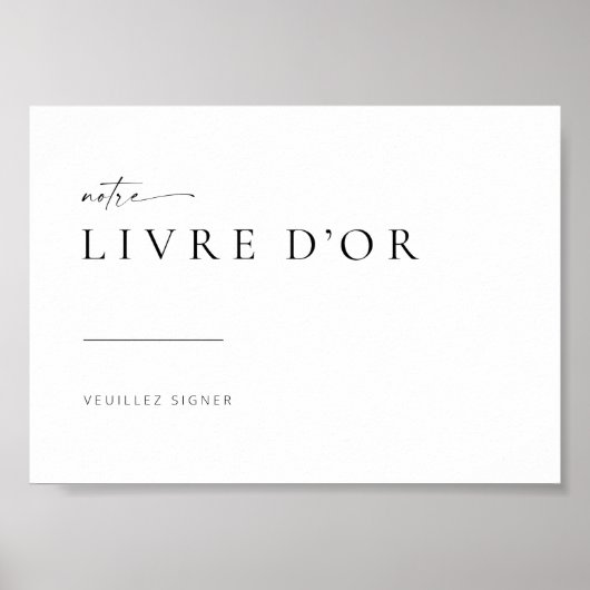 Chic + Modernes Gästebuchzeichen | Französisch Poster (Vorne)