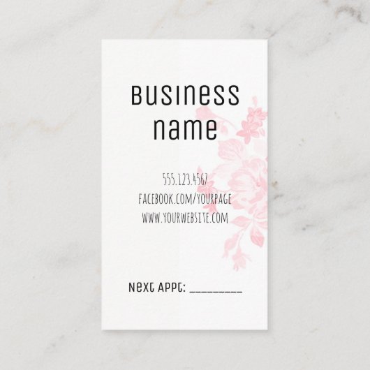 Chic modernes Hairstylisthaar-Stylistrosa mit Terminkarte (Rückseite)