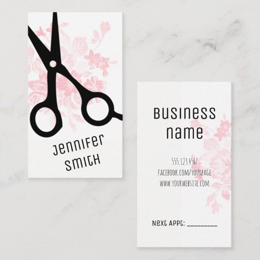 Chic modernes Hairstylisthaar-Stylistrosa mit Terminkarte (Vorne/Hinten)