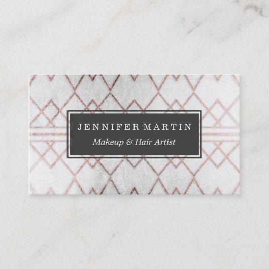 Chic-modernes Imitat-Rosen-Goldgeometrische Visitenkarte (Vorderseite)