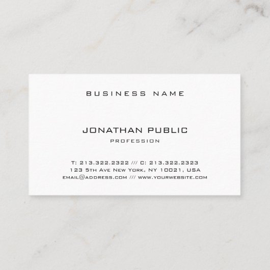 Chic-modernes Minimalistisches elegantes Visitenkarte (Rückseite)