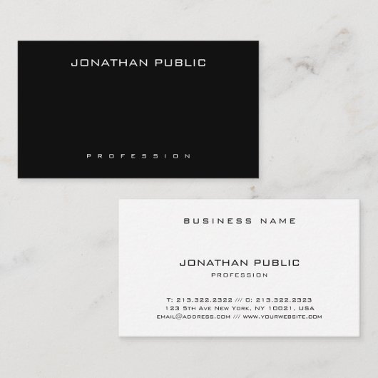 Chic-modernes Minimalistisches elegantes Visitenkarte (Vorne/Hinten)
