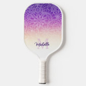 Chic modernes Monogramm Blumenmuster Pickleball Schläger (Rückseite)