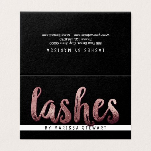 Chic-modernes Rosen-Goldeinfache Visitenkarten (Außenseite Aufgefaltet)