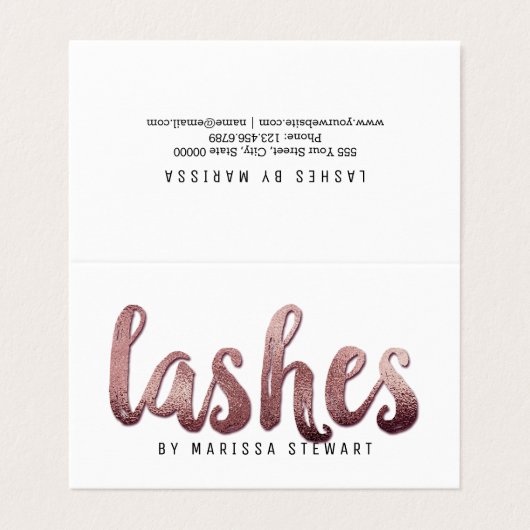 Chic-modernes Rosen-Goldeinfache Visitenkarten (Außenseite Aufgefaltet)