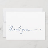 Chic + Modernes Script Danke, Flachkarte | Blau (Vorderseite)