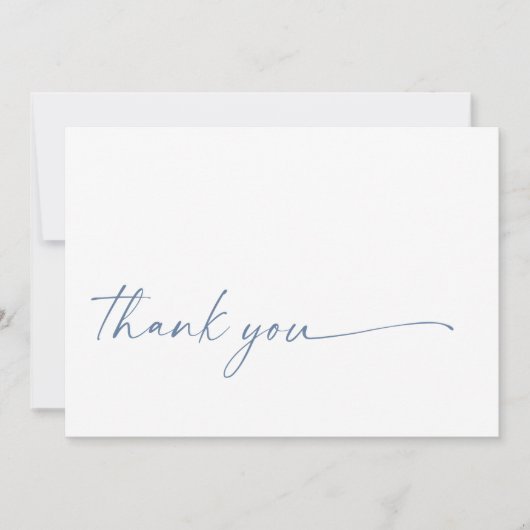 Chic + Modernes Script Danke, Flachkarte | Blau (Vorderseite)