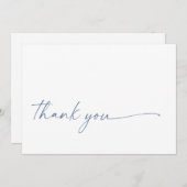 Chic + Modernes Script Danke, Flachkarte | Blau (Vorne/Hinten)