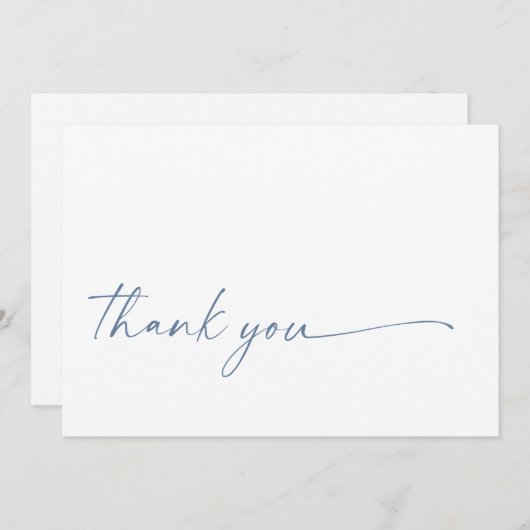 Chic + Modernes Script Danke, Flachkarte | Blau (Vorne/Hinten)