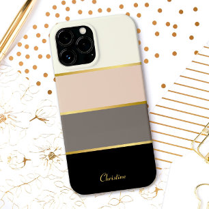Chic-modernes Streifenmuster mit Namen iPhone 13 Pro Max Hülle