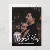 Chic ModernHand Letter Wedding DANKE Weiß Postkarte (Vorne/Hinten)