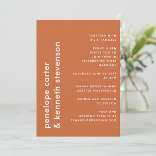 Chic ModernTypografie   Burnt Orange Wedding Einladung