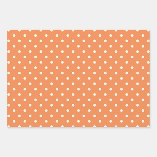 Chic modische Nectarine Orange White Polka Dots Geschenkpapier Set (Vorderseite 2)