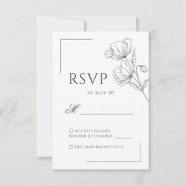Chic Mohn Blume minimalistisch Hochzeitskarte RSVP Karte