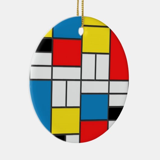 Chic Mondrian Cubism Style Keramik Ornament (Rechts)