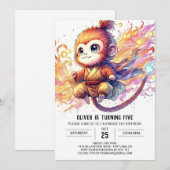 Chic Monkey Birthday Einladung (Vorne/Hinten)