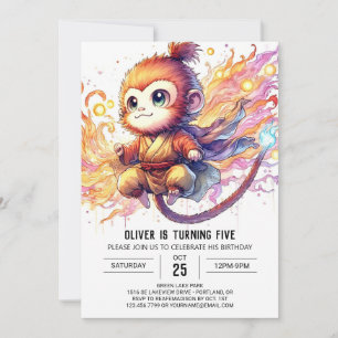 Chic Monkey Birthday Einladung
