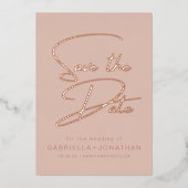 Chic Monochromatische Rose Gold Save the Date Folieneinladung (Vorderseite)