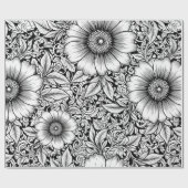 Chic Monochrome Floral Luxury Pattern (7) Geschenkpapier (Flach)