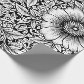 Chic Monochrome Floral Luxury Pattern (7) Geschenkpapier (Ecke)