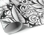 Chic Monochrome Floral Luxury Pattern (7) Geschenkpapier (Rolleneckpunkt)