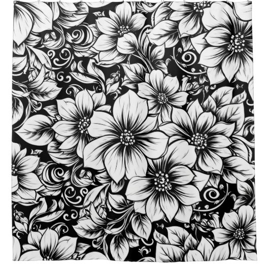 Chic Monochrome Floral Luxus-Muster (1) Duschvorhang (Vorderseite)