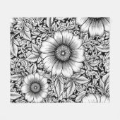 Chic Monochrome Florales Luxus-Muster (7) Fleecedecke (Vorderseite (Horizontal))