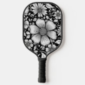 Chic Monochromes Blumen-Luxus-Muster (6) Pickleball Schläger (Rückseite)