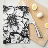 Chic Monochromes Blumenluxus-Muster (1) Geschirrtuch (Viertel Falte)