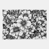 Chic Monochromes Blumenluxus-Muster (1) Geschirrtuch (Horizontal)