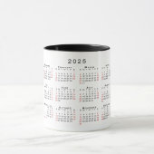 Chic Monogram 2025 Calendar Schwarz-weiß Red Tasse (Zentrum)