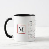 Chic Monogram 2025 Calendar Schwarz-weiß Red Tasse (Links)