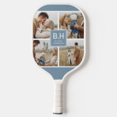 Chic Monogram 4 Foto Collage Pickleball Paddel Schläger (Rückseite)