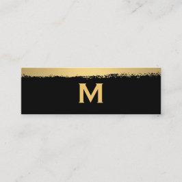 Chic Monogram auf Black/Gold Brushed Mini Visitenkarte