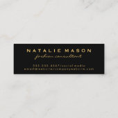 Chic Monogram auf Black/Gold Brushed Mini Visitenkarte (Rückseite)