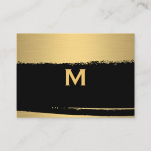 Chic Monogram auf Black/Gold Brushed Visitenkarte