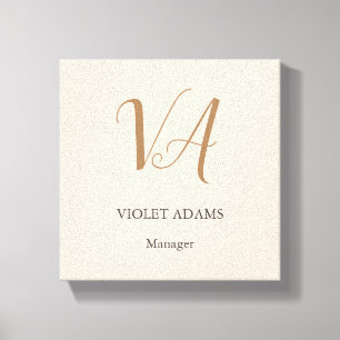 Chic monogram beruflich minimalistischer Name Leinwanddruck