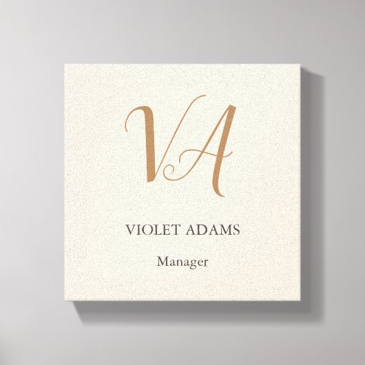 Chic monogram beruflich minimalistischer Name Leinwanddruck (Vorderseite)