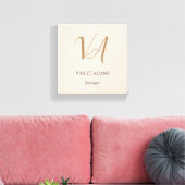 Chic monogram beruflich minimalistischer Name Leinwanddruck (Insitu (Wohnzimmer))