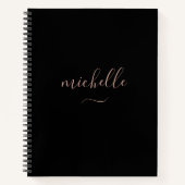 Chic Monogram Black Gold Script Notizblock (Vorderseite)