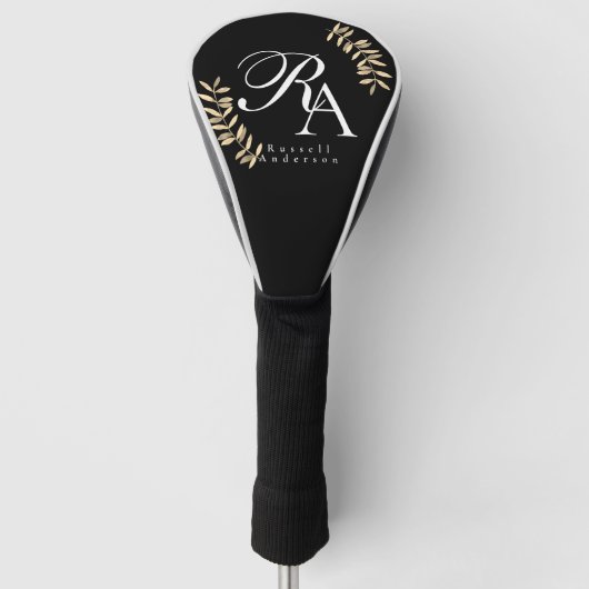 Chic Monogram Black Golf Headcover (Vorderseite)