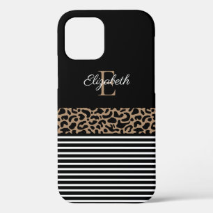 Chic Monogram Black Leopard Animal Print Case-Mate iPhone Hülle