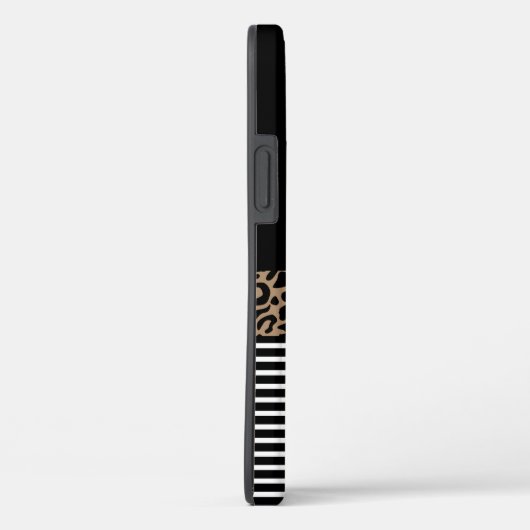 Chic Monogram Black Leopard Animal Print Case-Mate iPhone Hülle (Rückseite / Rechts)